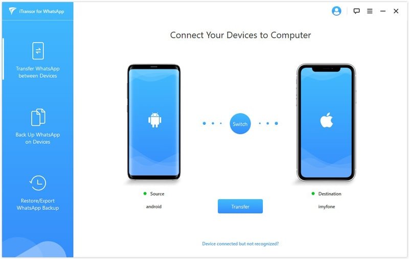 iMyfone WhatsApp Transfer connect phones